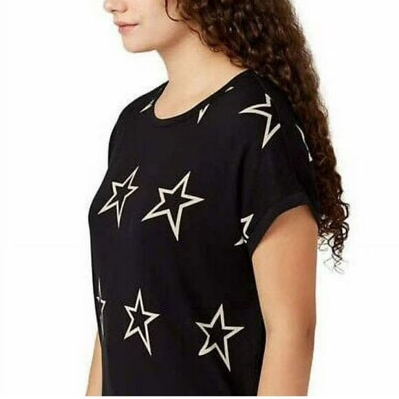 buffalo david button 3X EUC Black Star Print Women's Top soft stretchy - Picture 1 of 6